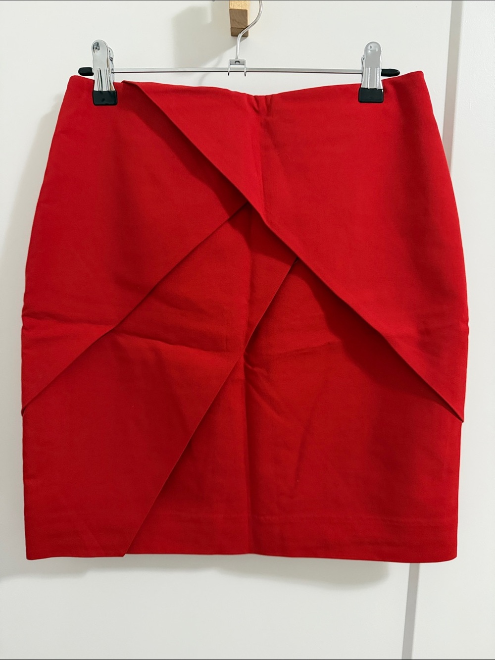 H&M Red Fold-Front Pencil Skirt